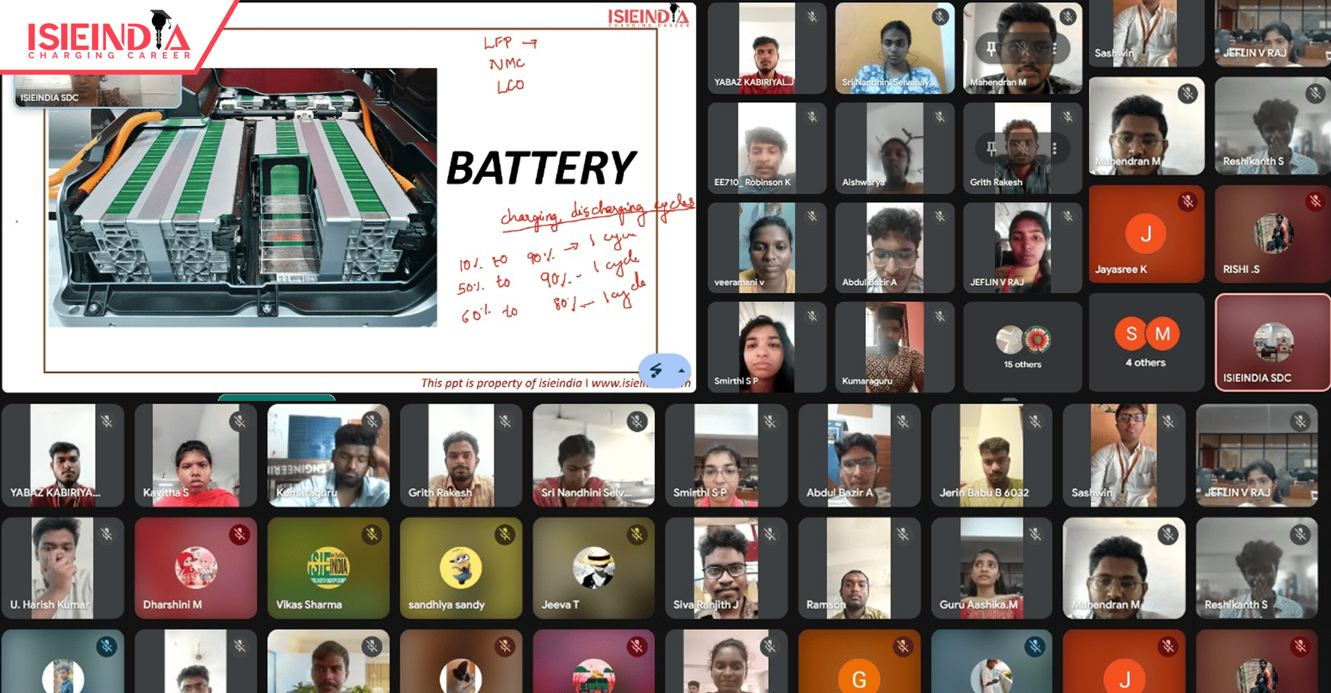 Student attending ISIEINDIA’s CAEV Electric Vehicle training session through online learning platform.