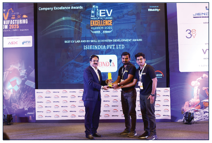ISIEINDIA Honored with “Best EV Lab & EV Skill Ecosystem Development Award” at EMobilityPlus 2025